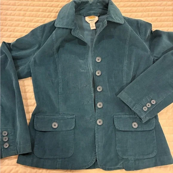 Talbots Teal Corduroy Blazer Size 6 Stretch - Picture 4 of 11